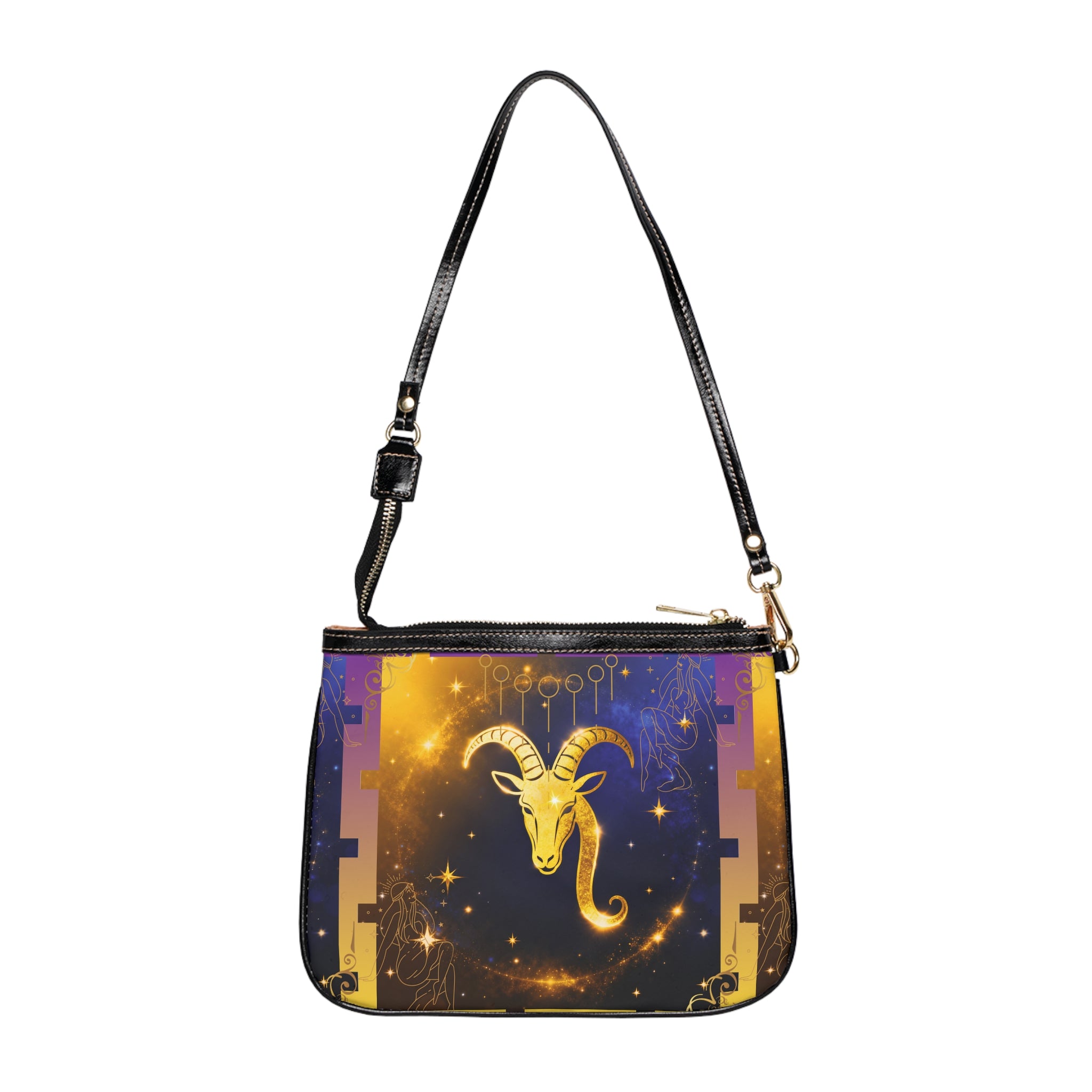 Zodiac Ram Small Shoulder Bag, Astrology Purse, Gift for Her, Lightweight Clutch, Boho Style Accessory, Everyday Bag