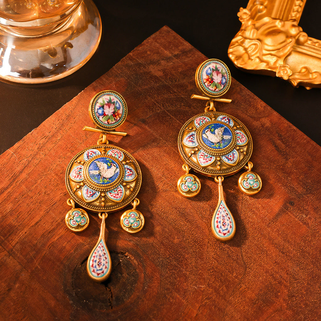Vintage Court Style Rattle Drum Ear Studs Mid-ancient Ethnic Style