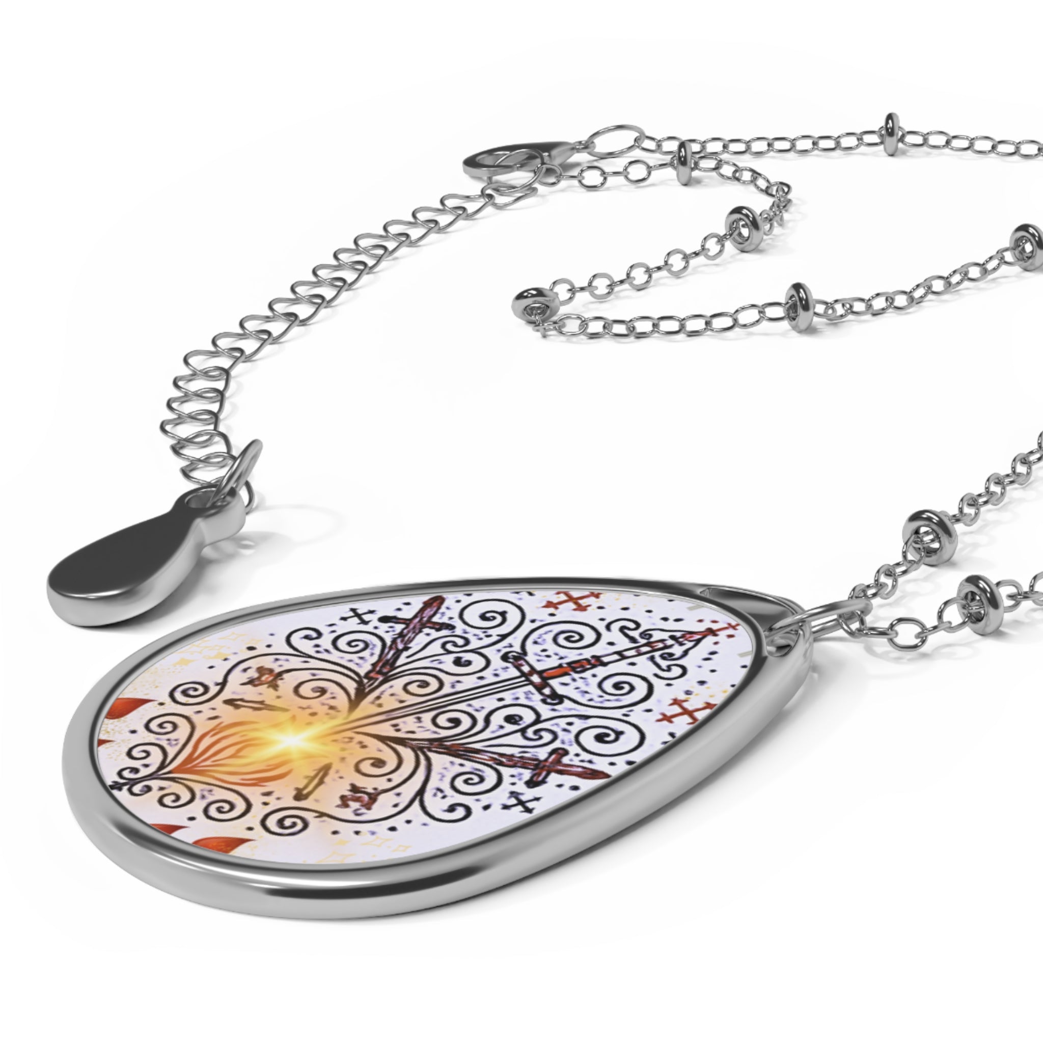Voodoo Heart Collections, Boho Oval Necklace, Heart Pendant Jewelry, Unique Gift for Her, Statement Necklace, Everyday Wear Accessory, Artisan Jewelry