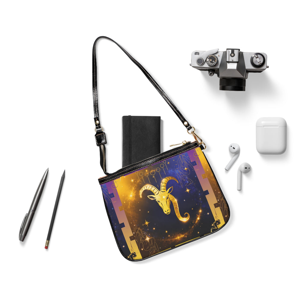 Zodiac Ram Small Shoulder Bag, Astrology Purse, Gift for Her, Lightweight Clutch, Boho Style Accessory, Everyday Bag
