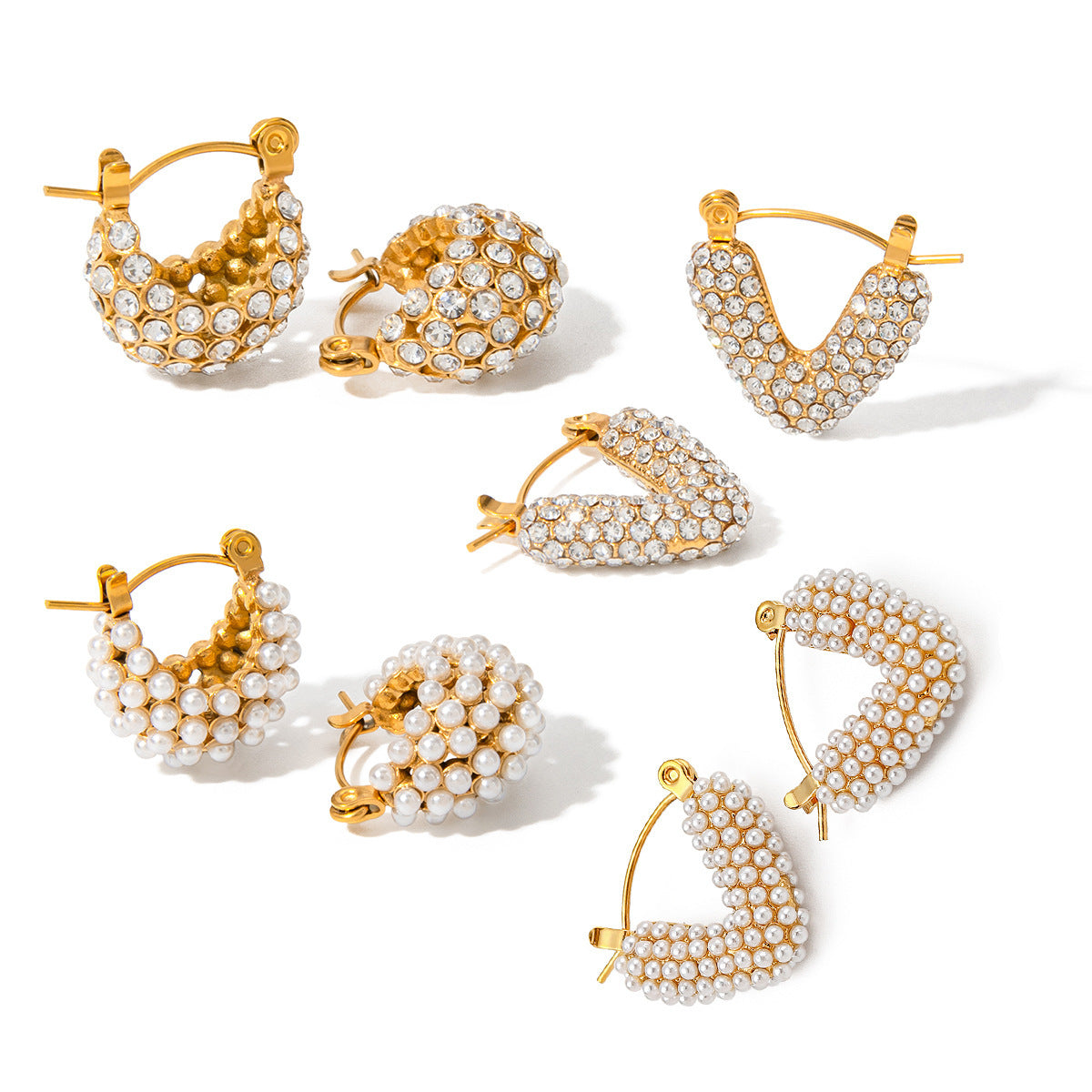Fashion Hollowed-out Cabas Inlaid Rhinestone Earrings